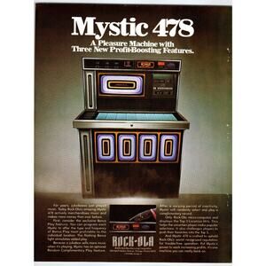 1978 Rock-Ola Mystic 478 Jukebox Vintage Advertising Flyer